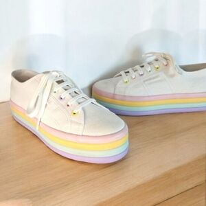 Superga Canvas Sneakers with Pastel Rainbow Soles